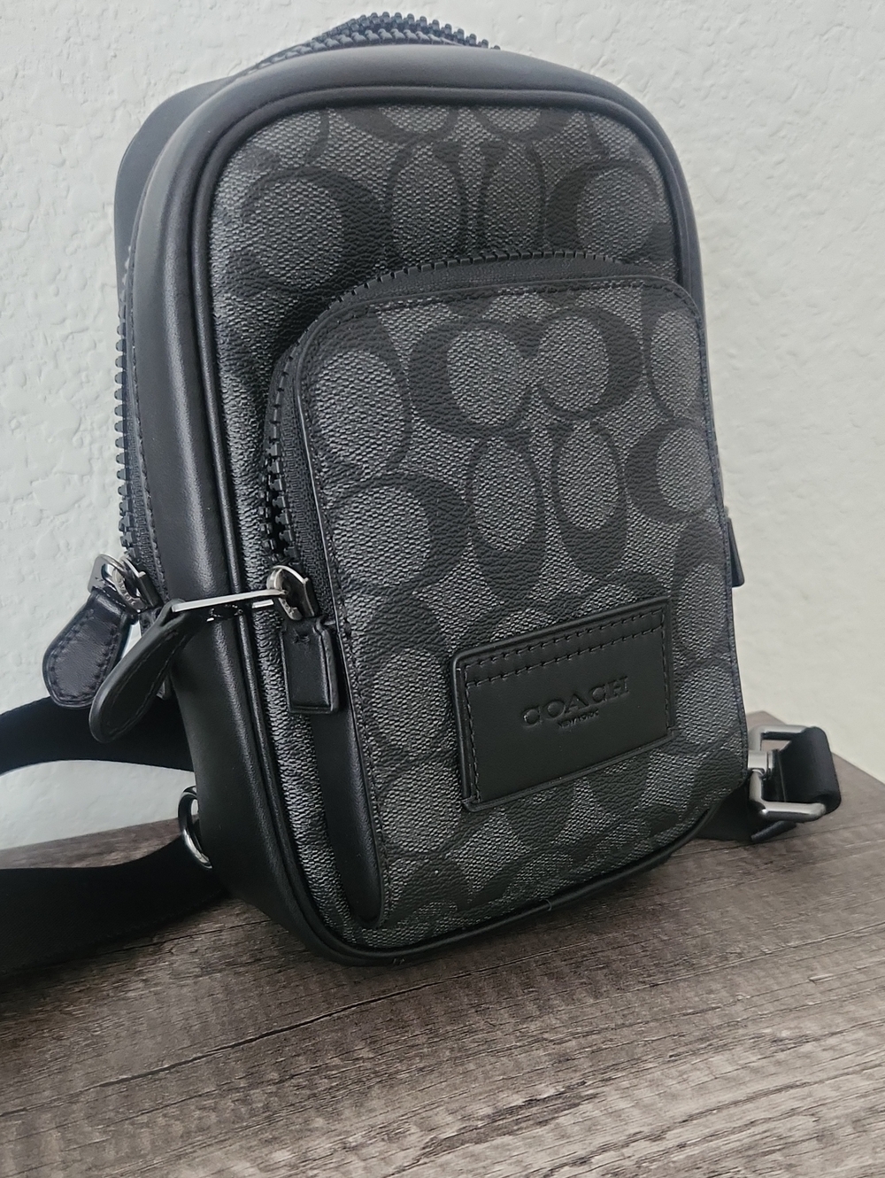 Coach Black/Charcoal Signature Crossbody Belt Bag